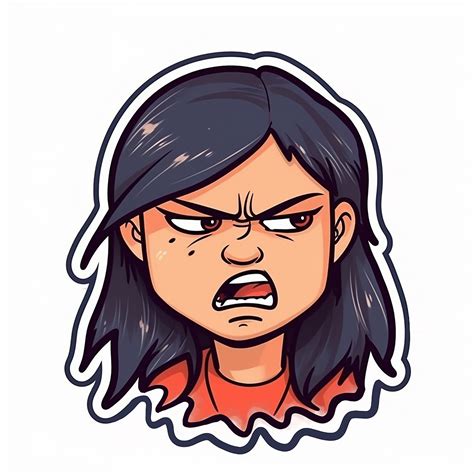 Angry Cartoon Face Girl