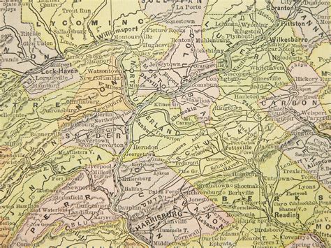 Vintage Pennsylvania Map 1896 Antique State Map of | Etsy