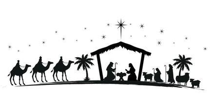 Nativity Scene Black And White Clipart