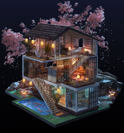 ArtStationはInstagramを利用しています:「"Sakura blossom house" by @sheer_madness_art #ArtStationHQ # ...