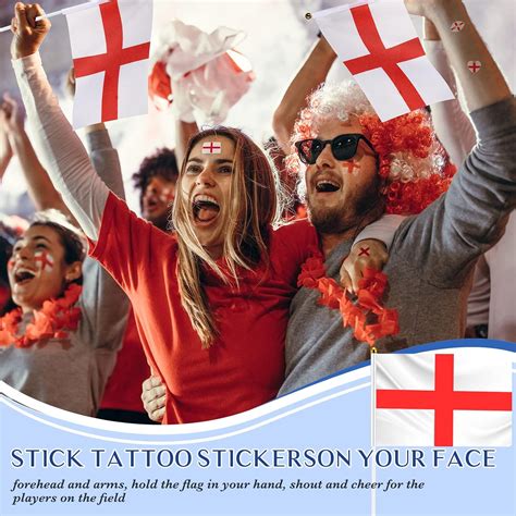 48 Pcs England St Georges Hand Flag England Flag Football Face Tattoo Stickers Set Double Sided ...