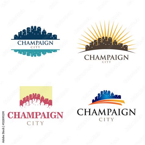 Champaign Illinois in Cityscape Skyline Silhouette Logo Stock Vector ...