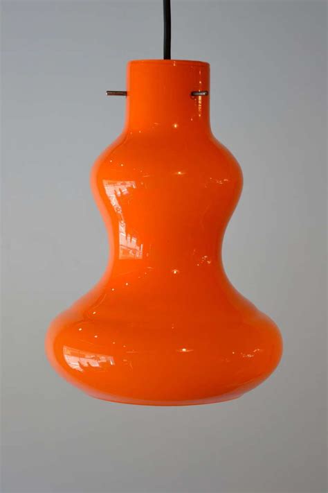 Mid-Century Murano Glass Pendant Light | Orange blown glass; 12" H, 8" Dm | KENT HOME Mid ...