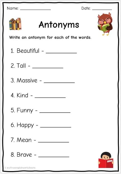 Antonyms Worksheets | Replacing Words with Antonyms Worksheets ...