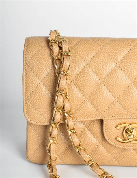 Chanel Vintage Beige Caviar Quilted 2.55 Small Classic Double Flap Bag - from Amarcord Vintage ...