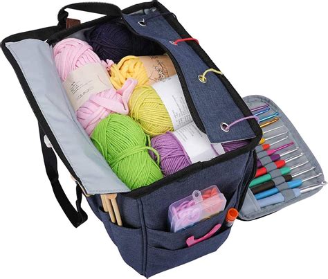 Aoweika Knitting Bag, Crochet Storage Bag for Yarn and Needles ...