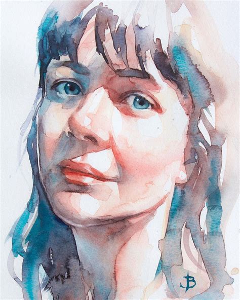 Jenny Barnes on Instagram: “Self portrait. Watercolour on 300gsm cold ...