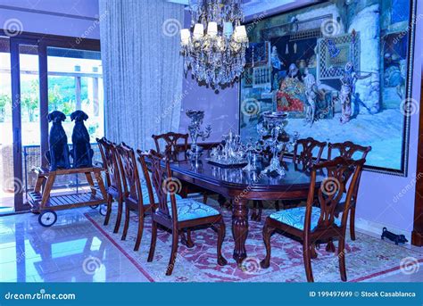 Antique Table and Chairs. Old Chandelier. Selling Antiques Editorial Stock Image - Image of ...