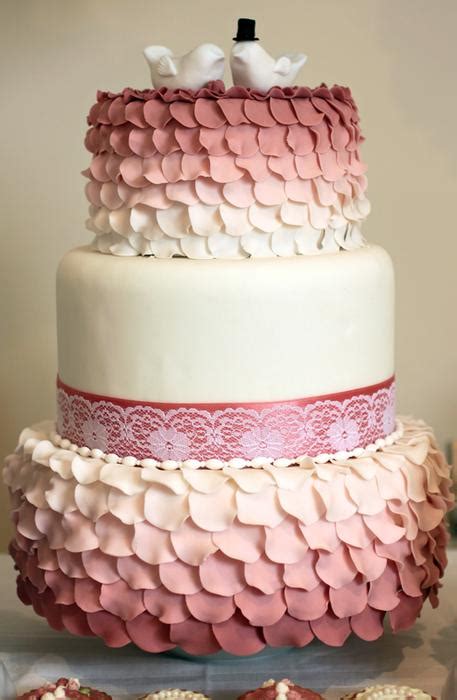 Rose Wedding - Ruffled Rose Petals Wedding Cake #1983658 - Weddbook