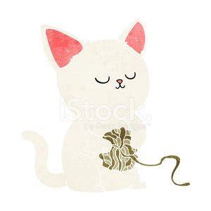 Cartoon Cat Playing With Ball Of Yarn Stock Vector | Royalty-Free | FreeImages