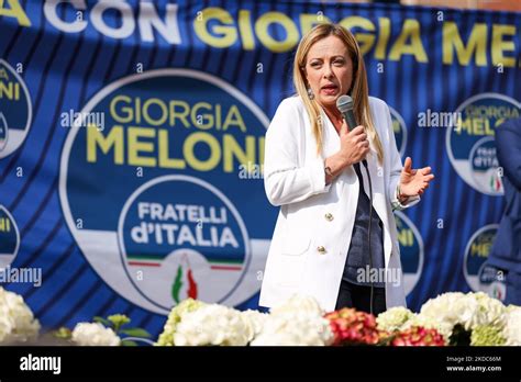 Fratelli D'Italia party leader Giorgia Meloni attends a rally for the ...