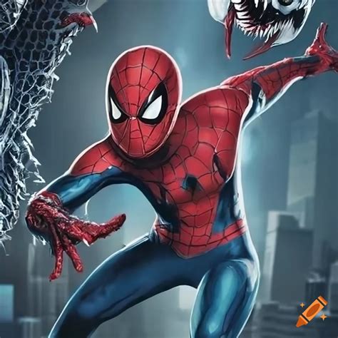 Spiderman vs venom movie poster on Craiyon