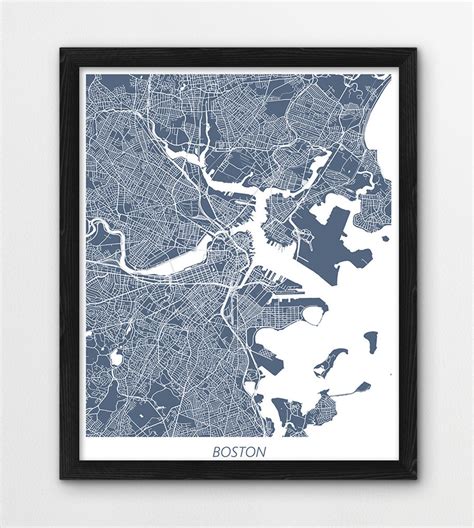 Boston Map Print Boston Map Poster Print Boston Urban Street - Etsy