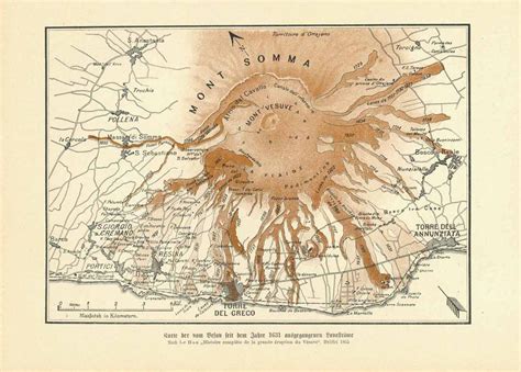 Maps, Italy, Volcano, surroundings of Vesuvius, lava streams – Philographikon Antique Maps and ...