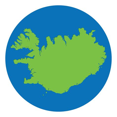 Iceland map. Map of Iceland in green color in globe design with blue circle color. 36876281 PNG