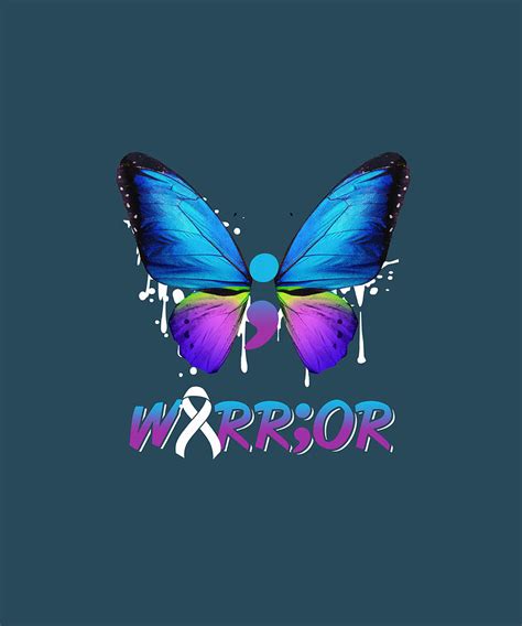 Semicolon Butterfly Suicide Prevention Awareness Gift TShirt Digital ...