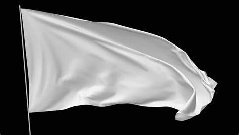 Blank plain white flag with flagpole waving in the wind, surrender flag ...