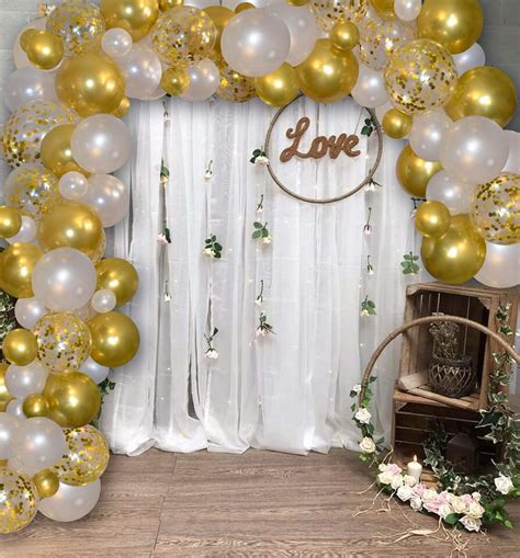 Famzigo DIY Arch Balloon Garland Kit - 16.5 FT, White & Gold - Durable ...