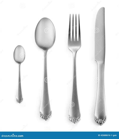 Silverware Set with Fork, Knife, and Spoon Stock Photo - Image of silver, spoon: 42688616