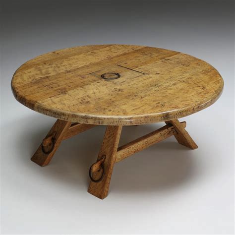 Round Rustic Coffee Table with Ring, 1960's | #195134