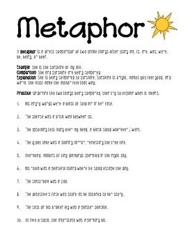 Metaphor worksheet by LisaMillerPhotos | Teachers Pay Teachers