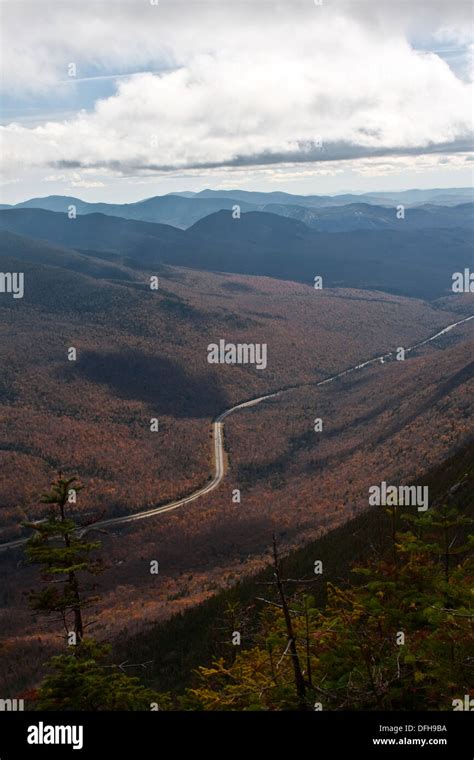 Fall foliage in Franconia Notch, New Hampshire, a natural pass in the White Mountains Stock ...