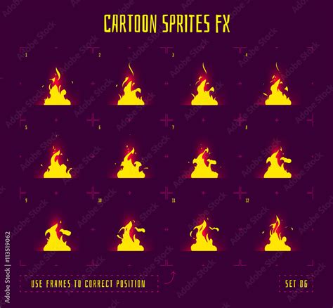 Animation frames or fire sprites Stock Vector | Adobe Stock