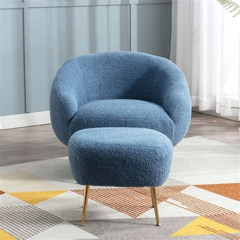 ModernLuxe Casual Dark Blue Velvet Barrel Chair L-WF287096AAA at Lowes.com