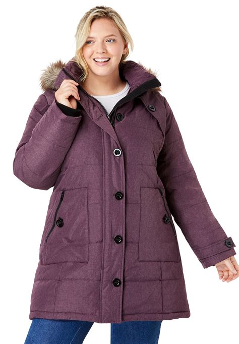 Woman Within - Woman Within Women's Plus Size Heathered Down Puffer ...