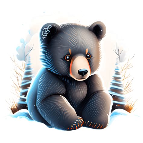 Snow Covered Baby Black Bear Graphic · Creative Fabrica