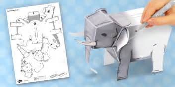 3D Elephant Paper Model Activity (teacher made)