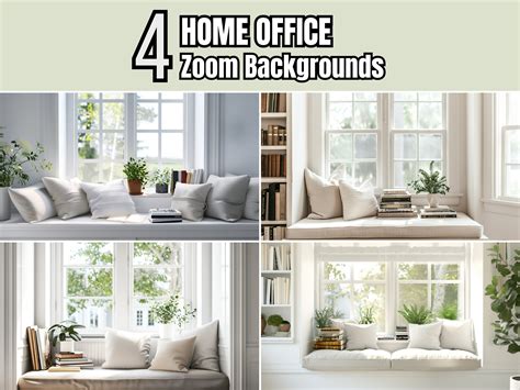 4 Zoom Virtual Background Modern Home Office Backdrops Elegant Window ...