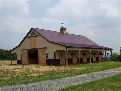 barns with red roof and tan - Google Search | Metal barn, Barn pictures ...