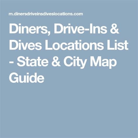 Diners, Drive-Ins & Dives Locations List - State & City Map Guide ...