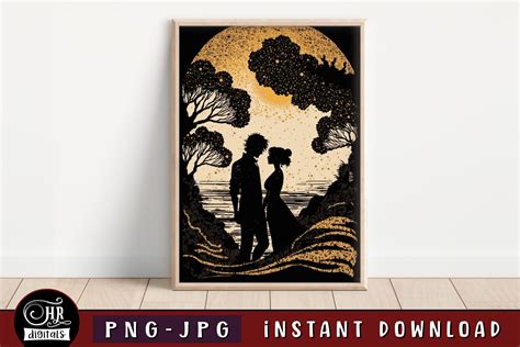 Romantic Couples Silhouette in Sunset Graphic by HRdigitals · Creative Fabrica