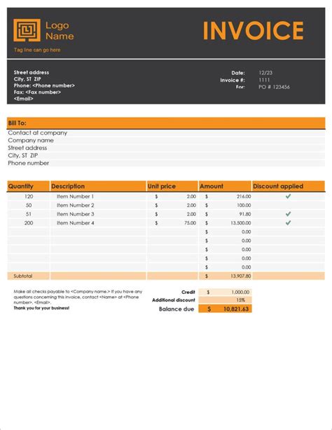 40 Free Invoice Templates In Microsoft Excel And DOCX Formats | Invoice ...