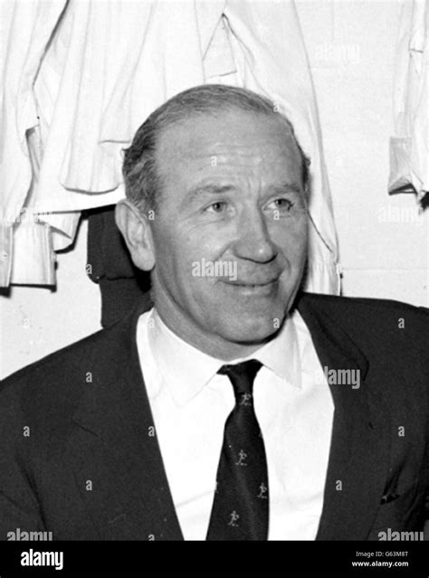 Manchester United manager Matt Busby in the dressing-room at Bournemouth after qualifing for the ...