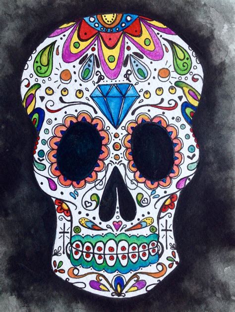 ORIGINAL Sugar Skull Watercolor Painting