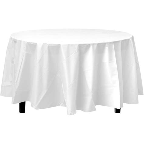 Exquisite 84? Round Tablecloth Cover - White Disposable Plastic Tablecloth - Heavy Duty Premium ...