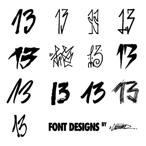 13FONT Designs | Graffiti numbers, Number 13 tattoos, 13 tattoos