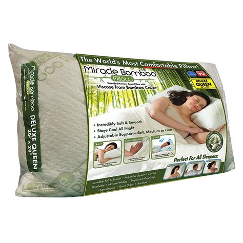 As Seen on TV Miracle Bamboo Pillow, Queen Shredded Memory Foam Pillow with Viscose From Bamboo ...