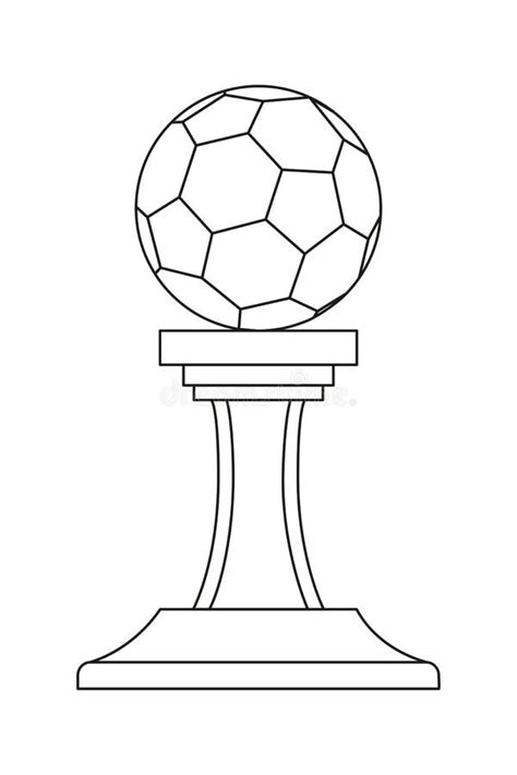 Line Art Black and White Soccer Ball Winner Award. Stock Vector ...