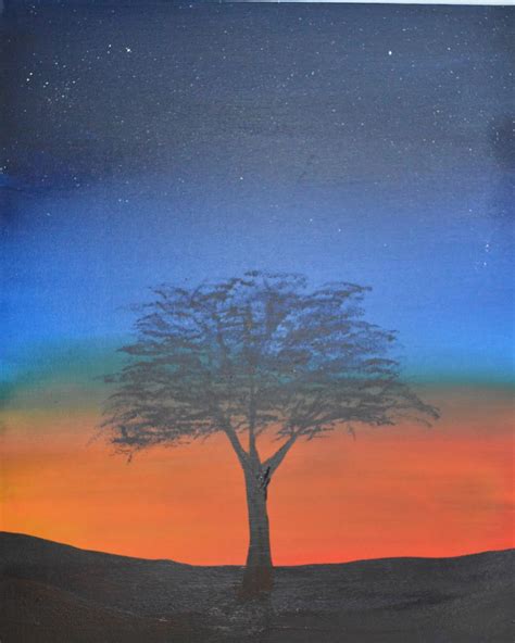 Exploring Painting: Sunset Tree. Prime acrylics on canvas.