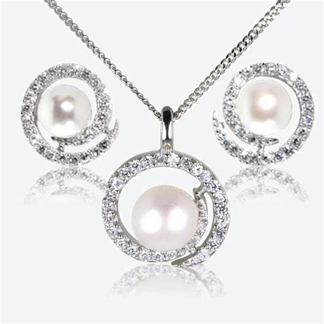 Carly Sterling Silver Cultured Freshwater Pearl Necklace & Earring Set at Warren James