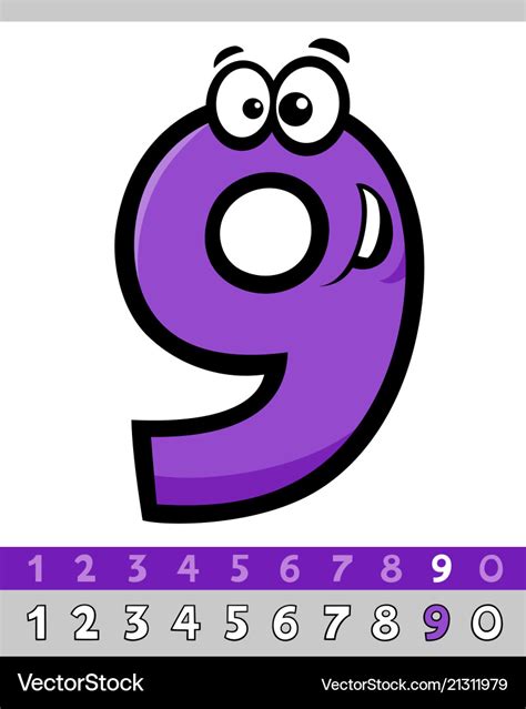 Number nine cartoon character Royalty Free Vector Image