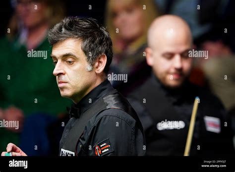 Ronnie O'Sullivan in action against Luca Brecel (not pictured) on day ...