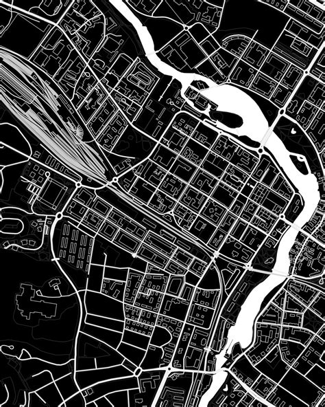 ESKILSTUNA City Digital Map Poster – Black | Maps & More