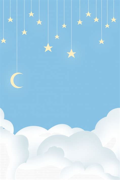 Blue Hand Drawn School Clouds Moon Stars Background Material Wallpaper ...