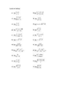 Limits at Infinity Worksheet for 11th - 12th Grade | Lesson Planet