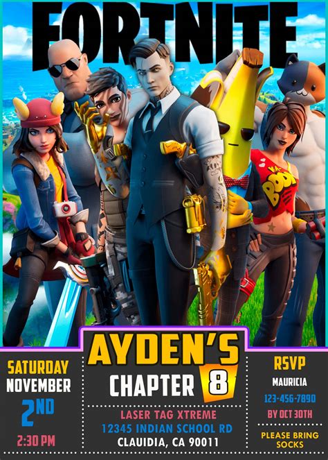 Fortnite Party Invitations Template